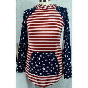 XS Lularoe Amber Hoodie Flag Pattern